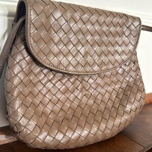 Bottega Veneta light coffee brown woven purse